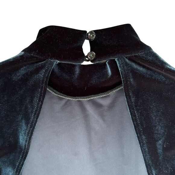 American Apparel 90s Green Velvet Open Back Skater Dress XS Witchy Fairy Goth - Picture 5 of 10